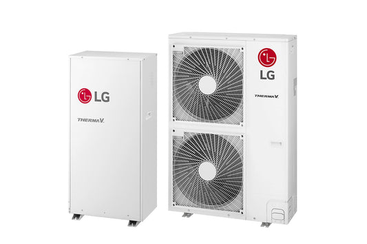 Matched LG THERMA V 16 kW high-temperature split heat pump indoor and outdoor units